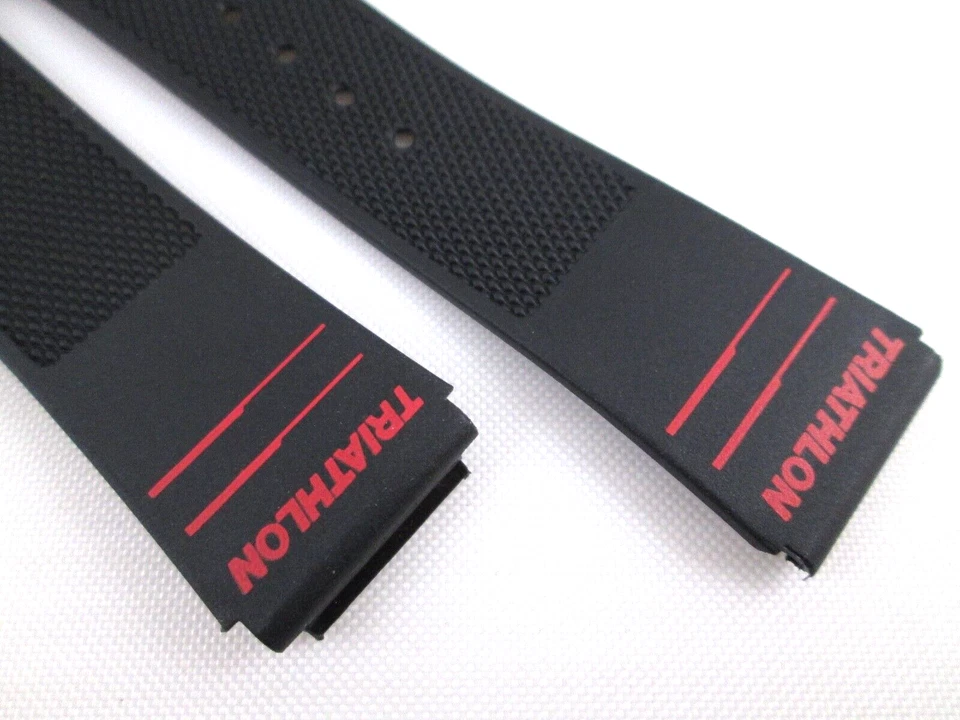 Correa de reloj Timex Triatlón 19 mm goma negra genuina impresiones rojas TX362931 NOS Foto 4 de 4