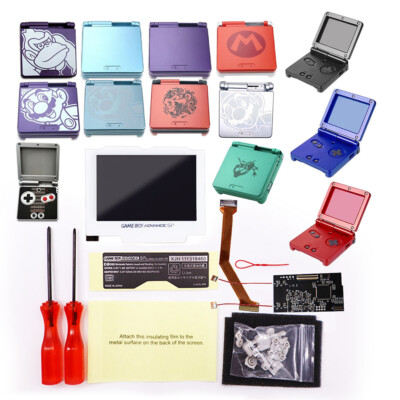 8 Colors Mode IPS Backlight LCD Mod w/Multi color Shells FOR GBA SP -White Lens