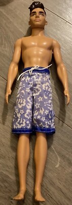 Mattel 2016 Fashionistas Ken Doll Molded  Brn Hair & Eyes Handsome W Bl Swimsuit