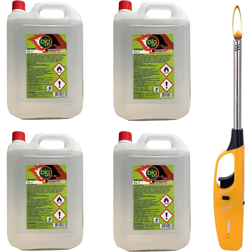 Bio Sprint BIOETANOLO COMBUSTIBILE LIQUIDO STUFA, CAMINETTO 4X5Lt + ACCENDINO - Foto 1 di 6