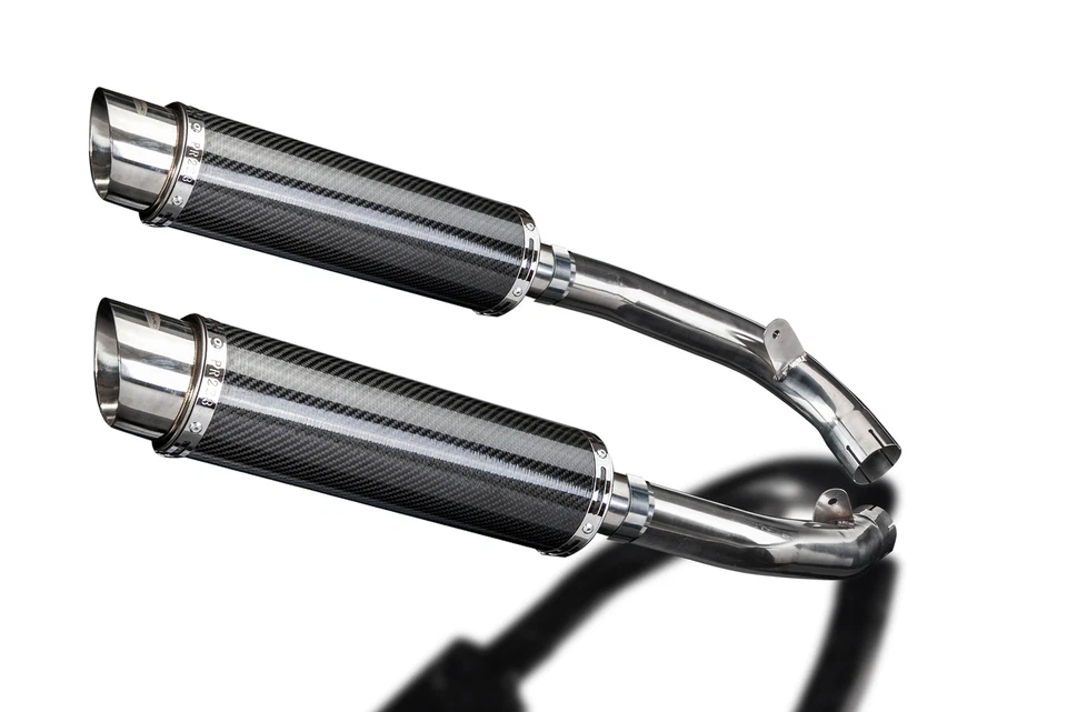 Kit silenciador escape carbono redondo 14" Honda RVT1000R 2000-2001 Delkevic Foto 2 de 4