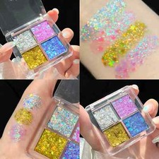 4 Color Eyeshadow Box-Silver, Gold, Blue, Pin...