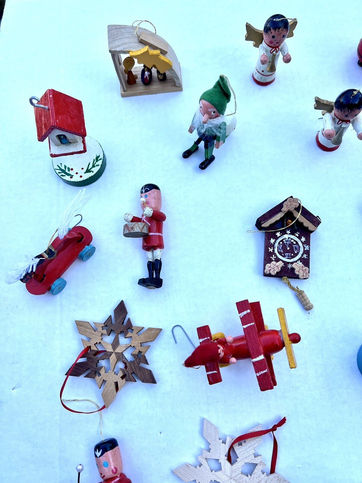 Vintage Wooden Christmas Ornaments Lot of 42 and ClipOn Bird Ornaments