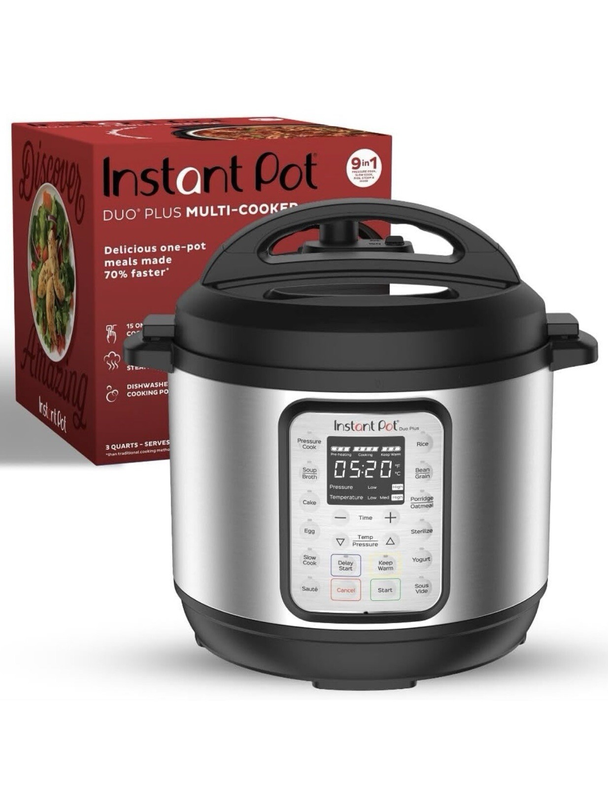 Instant Pot IP-DUO Plus60 9-in-1 Electric Pressure Cooker - Stainless Steel-image