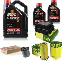 MANN-FILTER Inspektionspaket 7L Motul 5W-30 8100 X-Clean+ FüR Mercedes E-Klasse