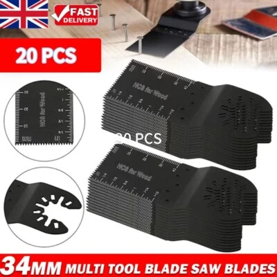 20PCS Oscillating Saw Blades Set Carbide Multi Tool Blade Wood Metal Cutter UK