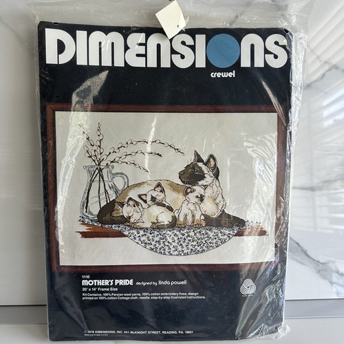 Vintage Dimensions Crewel Kit ""Mother's Pride"" Siamkatzen 1978 ungeöffnet