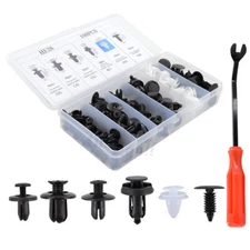 100 Nylon Retainer Clip Bumper Fender Engine Cover Door Fastener Set Case + Tool