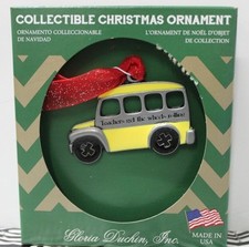 TEACHERS PEWTER CHRISTMAS ORNAMENT Yellow School Bus Gift Gloria Duchin Gift NEW