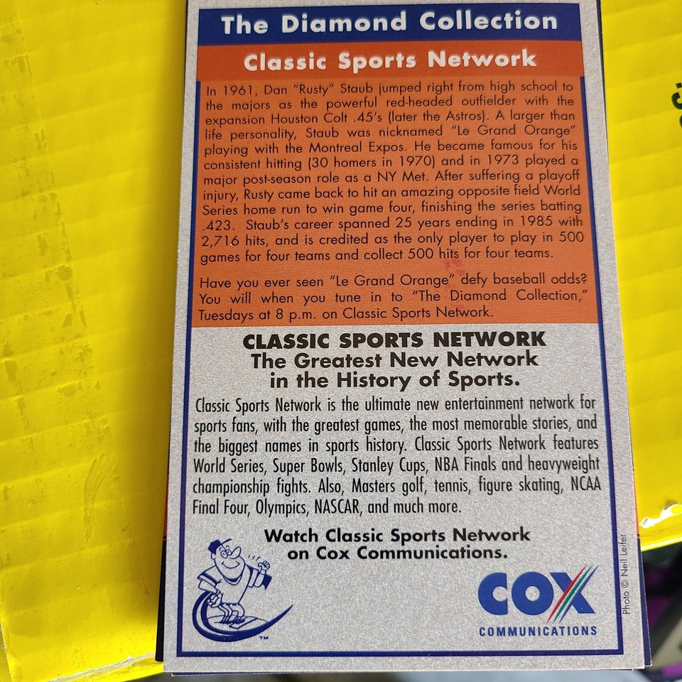 Rusty Staub Classic Sports Network Card eBay