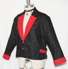 Salzburg BLACK WOOL Austria Women Sport Riding Hunting Short Coat JACKET 40 10 M