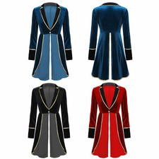 Women Medieval Tailcoat Circus Ringmaster Costume Victorian Blazer for Halloween