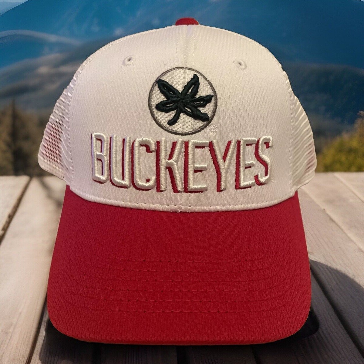 New OSU Ohio State Buckeye Leaf Hat White Cap SnapBack Adjustable Truckers