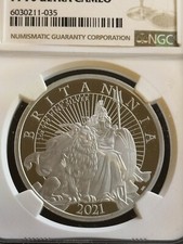 2021 1OZ SILVER Proof PF70 BRITANNIA WITH LION NGC PF70 Ultra cameo