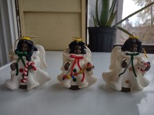 Beautiful African American Christmas Angels Tree Ornament 3.5" Set of 3
