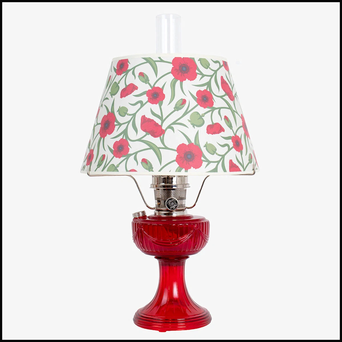 ALADDIN LAMP RUBY LINCOLN DRAPE LAMP WITH 14 inch POPPY SHADE