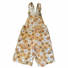 GUESS Vintage Floral Overall Shortalls Yellow Pink White Cotton Kids Size 10