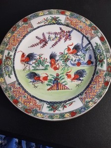 China Export Chinoiserie Famille Verte Rooster Enamel/Porcelain Plate 10 1/8”
