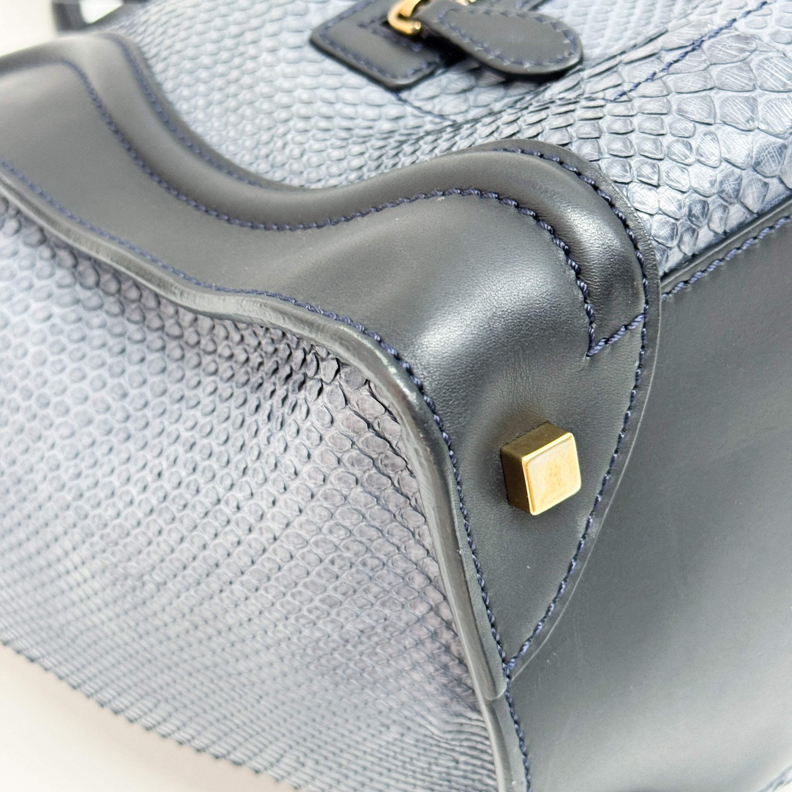 CELINE Luggage Micro Blue Python Embossed Leather… - image 8