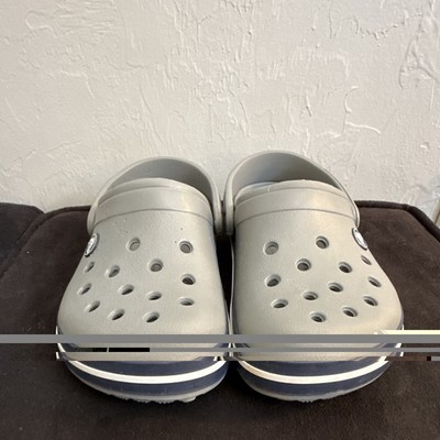 Crocs Crocband Men's US 9 Gray/Blue/White Slip On Clog Sandals