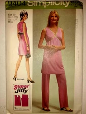 Simplicity 9494 Mini Slip Dress Pants Sewing Pattern Ladies 10 VTG UC Jiffy Easy