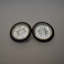 Vintage Leonard Italy 2 Piece Coaster Ashtray Set Genuine Crystal & Silver Plate