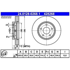 2x ATE Scheibenbremse vorne 402063NA0A 402063NL0A | 133707