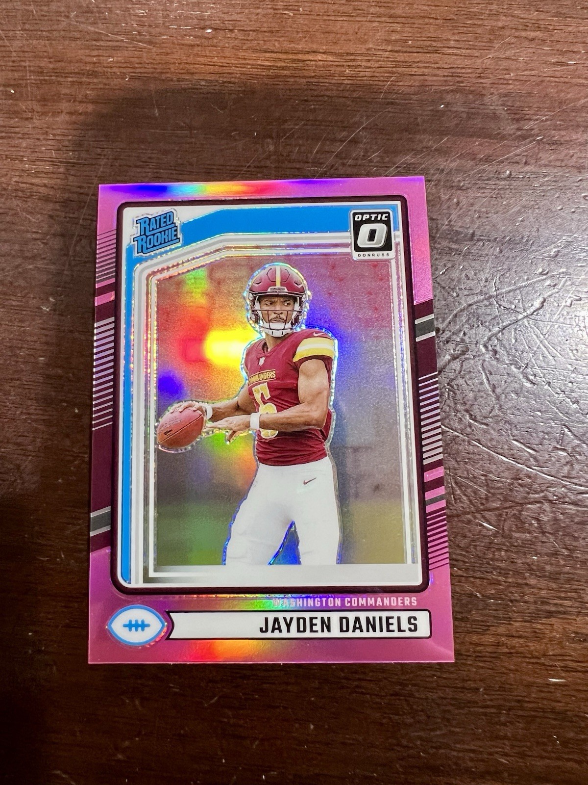 2024 Donruss - Rated Rookie Jayden Daniels #389 Optic Preview Pink Prizm (RC)