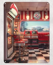 Listing image for American Diner Juke Box Metal Poster Wall Tin Sign Man Cave Shed Home Plaque