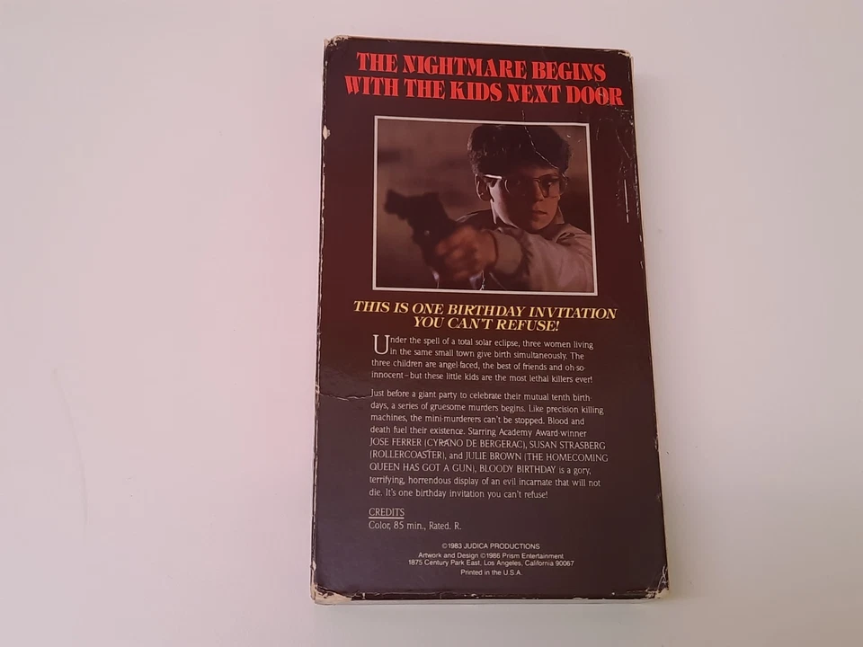 Bloody Birthday 1981 Uncut VHS USA NTSC Prism Video Ed Hunt Creepers Angst - Bild 2 von 4