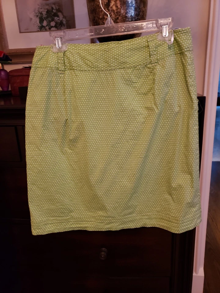 Falda Lafayette 148 New York verde con lunares blancos talla 10 Foto 2 de 4