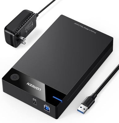 UGREEN External Hard Drive Enclosure for 3.5 2.5 Inch SATA SSD HDD USB Black 