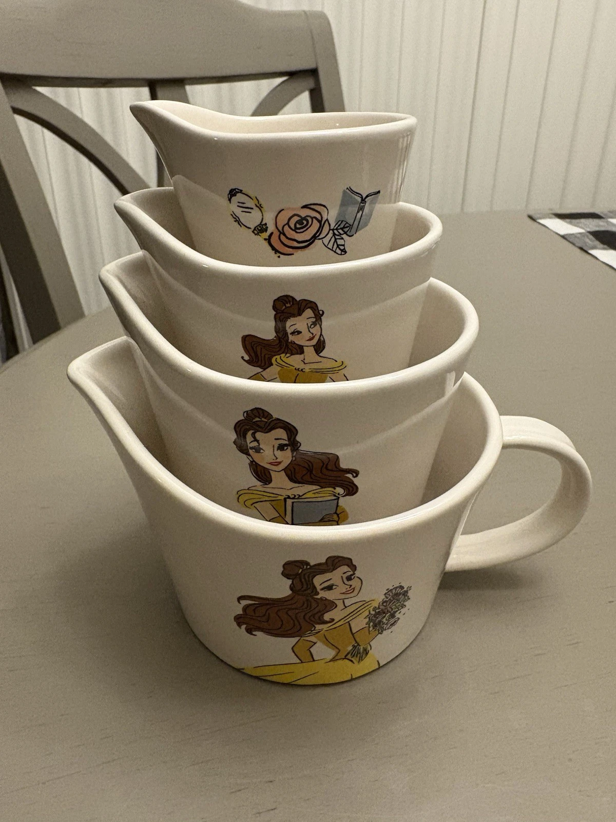 Rae Dunn Disney Beauty And The Beast Belle Measuring Cup Set