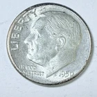 1950 D Roosevelt Dime 90% Silver 10c US Coin About Uncirculated Details #9696