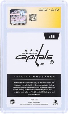 Philipp Grubauer Capitals Signed 2013-14 Panini Score #619 CGC 10 Rookie Card