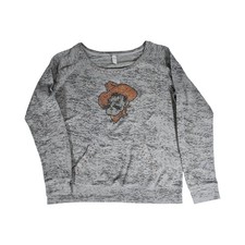 Felpa Enza Oklahoma State Cowboys Pistol Pete Strass Burnout Grigio Large