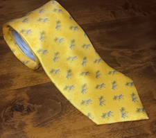 Tommy Hilfiger Yellow 100 Silk Tie Tropical Palm Tree Print Made in USA