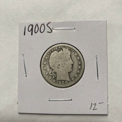 1900 S Barber 90% Silver Quarter 25c US Coin