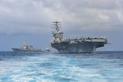 aircraft carrier United States Navy Destroyer sailing sky water 11x17 Poster