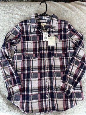 Thread & Supply Women's Jacket Large Long Sleeve Plaid Flannel Shirt New Heavy