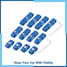 Universal Pack (12) 8mm Car Spark Plug Wire Separator Organizer Clamp Blue