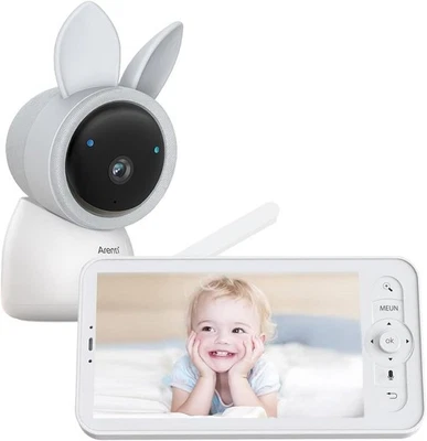 Arenti AInanny 2K UHD Video Schwenk Neige Babyphone mit 5-Zoll-LCD-Bildschirm