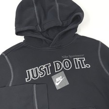 Nike Sportswear Just Do It Hoodie Boys Large Black Graphic Pullover Sweatshirt