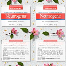 NEW Neutrogena Lot of 2 Facial Cleansing Bar for Acne-Prone Skin, 3.5 oz