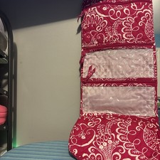 Vera Bradley Hanging Travel Organizer Toiletry Makeup Bag pink white Flowers