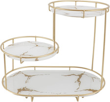 Makeup Shelf Organizer Iron Glass Stylish Modern Bathroom Countertop Organizer f