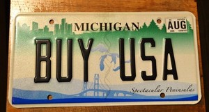 Michigan Vanity License Plate 2009 BUY USA Near Mint Great Lakes Splendor