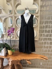 Ms. Holly Harp From Bergdorf’s 80s Black Chiffon Empire BabyDoll Swing Dress XS