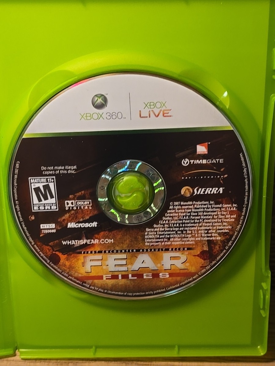 F.E.A.R. Files Microsoft Xbox 360 Complete CIB w/ Manual Excellent