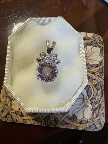 Gems Tv Dusky Pink Rose De France Amethyst & Tanzanite 9k White Gold Pendant - 第 4/13 張圖片